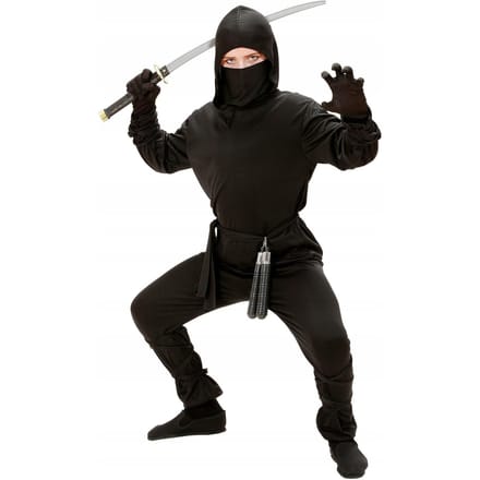 Costume Noir Ninja Guerrier Japonais Samouraï Carnaval Bal 4-5 Ans black