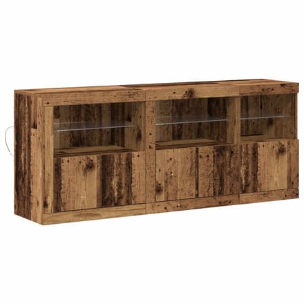 vidaXL - LED - Dressoir - Oudhout - 162 - x - 37 - x - 67 - cm - Bewerkt - hout