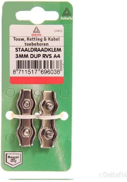 Staaldraadklem 3mm DUP R.V.S A4