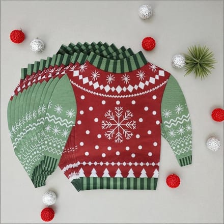 Kerst servetten kersttrui - 12 stuks - 33x33 cm - Kerstaccessoire