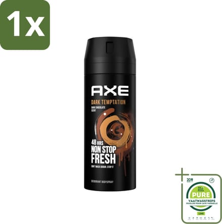 1 x Axe Deodorant Bodyspray Dark Temptation 150 ml - Axe Dark Temptation - Deodorant - Chocolade Geur - Rode Peperkorrels - Amber Geur