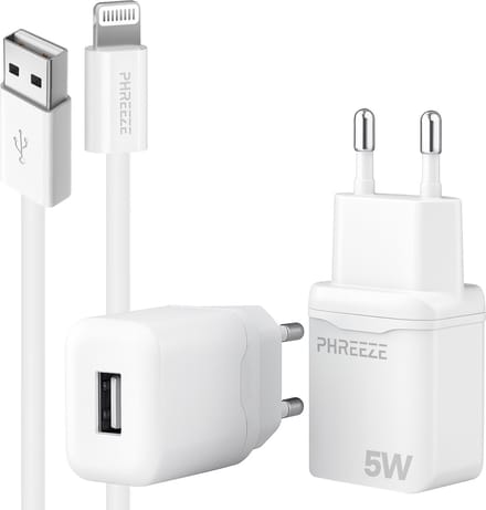 5w usb stekker met 1m oplader kabel geschikt voor Lightning iPhone iPad AirPods kabel - Usb adapter