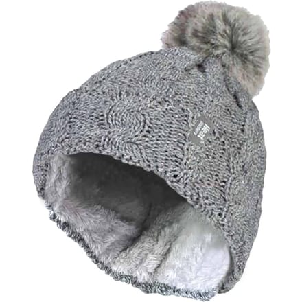 Heat Holders - Thermische pomponhoed voor dames - Lichtgrijs