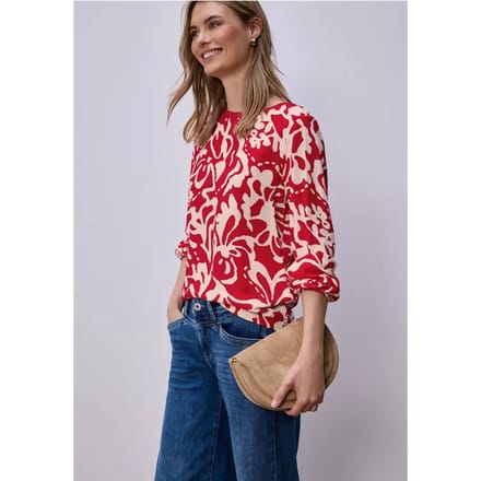 Shirt met ronde hals en volumemouwen