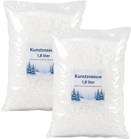 Bellatio Design Kunstsneeuw - 2x - 1.8 liter - wit - in zak - nepsneeuw