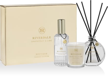 Riverdale - Cadeaupakket - Grapefruit & Lime - Geurstokjes, Geurkaars & Roomspray - Geschenkset.