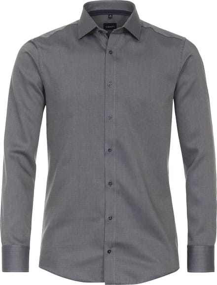 VENTI modern fit overhemd - dobby - groen - wit - blauw mini dessin - Strijkvrij - Boordmaat: 46