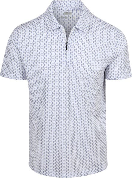 R2 Amsterdam Half Zip Polo Wit Print - Maat L - Heren