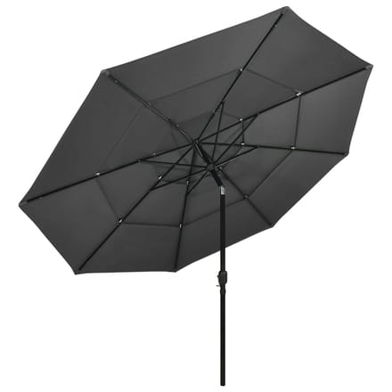 vidaXL - Parasol - 3-laags - met - aluminium - paal - 3,5 - m - antracietkleurig