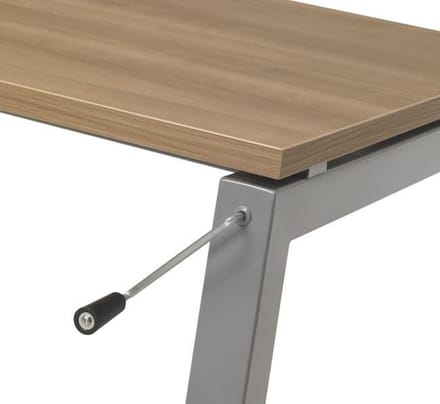 4 poots slinger verstelbaar bureau zit/zit Kubus breed 140CM diep 80CM bladkleur Logan eiken framekleur Wit (RAL9010)