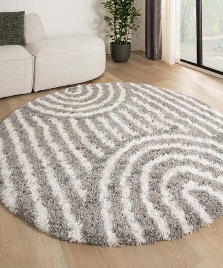 Scandinavisch vloerkleed rond - Cozy Arch lichtgrijs 160