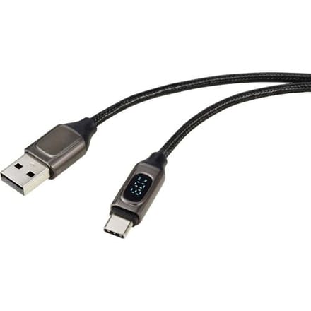 Renkforce RF-6249616 USB-kabel USB 2.0 USB-A stekker, USB-C stekker 1.00 m Zilver (metallic)