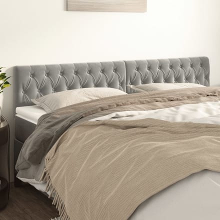 vidaXL - Hoofdborden - 200x7x78/88 - cm - fluweel - lichtgrijs