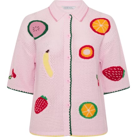 Limited Collection Roze Gebreide Blouse Met Fruit Size 40-42