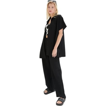 Lange wijde soepelvallende broek dames 24 Colours