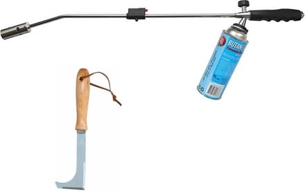 Onkruidbrander / onkruidverdelger op gas + 1 gasbus en gratis onkruidkrabber