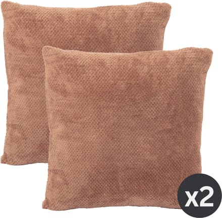 Tiseco - Kussen PIPPA (gevuld) - SET/2 - Zachte Jacquard Flanel - 45x45 cm - bruin