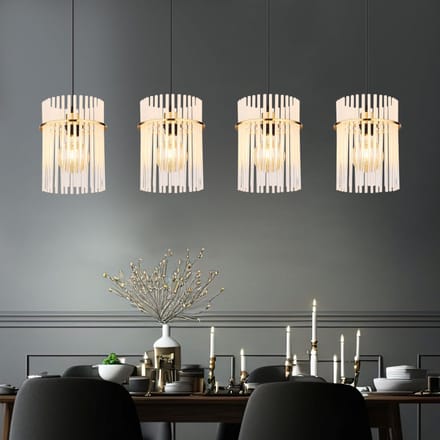 Hanglamp - goud - GORLEY - glas - grote eettafellamp - E27 - 15698-4HM - Globo