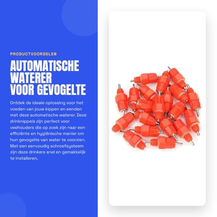 Dailygoods- Waterer Automatisch - 20 Stuks - Drinknippels - Roestvrij