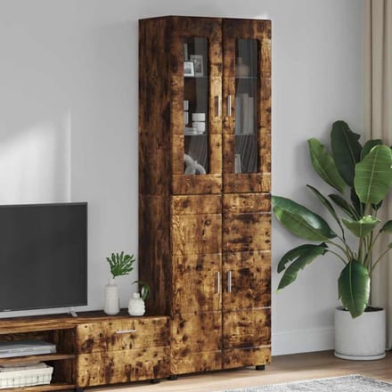 vidaXL - Highboard - FLORIN - 60 - x - 35 - x - 182 - cm - Rook - Eiken - Bewerkt - hout