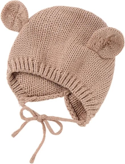 Ychee - Unisex Baby muts Teddy Bear - Beer - Oren - Muts - Baby - Kinderen - 6M-2jaar - Beige