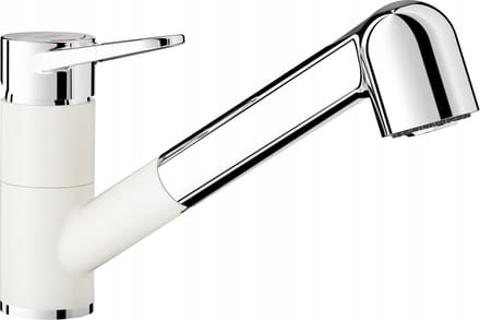 Blanco Wega-S II Keukenmengkraan Silgranit-Look Wit/Chroom met Uittrekbare Uitloop