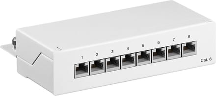 CAT6 Gigabit Desktop Patch Panel 1U met 8 poorten - afgeschermd / wit