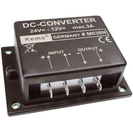Kemo Spanningsomvormer Module Ingangsspanning (bereik): 24 - 26 V/DC Uitgangsspanning (bereik): 12 (max.) 3 A