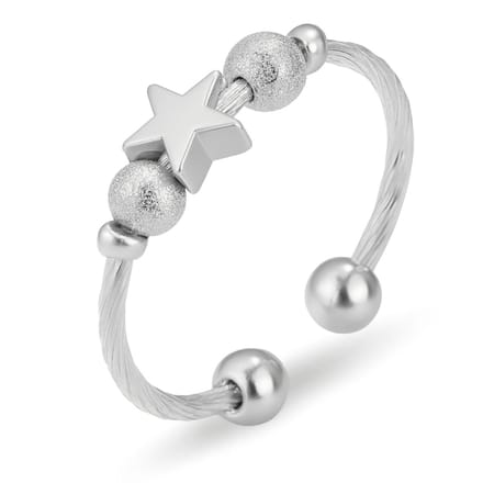 Anxiety Ring - (ster) - Stress Ring - Fidget Ring - Anxiety Ring For Finger - Draaibare Ring Dames - Spinning Ring - Spinner Ring - Zilverkleurig RVS