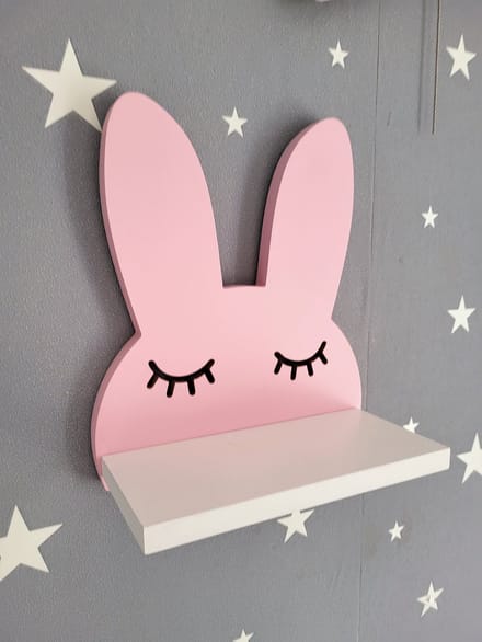 Wandplank Konijn voor Kinderkamer - Roze Oren & Oogjes