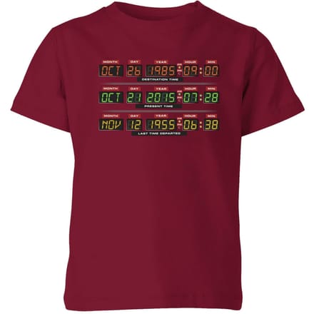 Back To The Future Destination Clock Kids' T-Shirt - Burgundy - 122/128 (7-8 jaar)