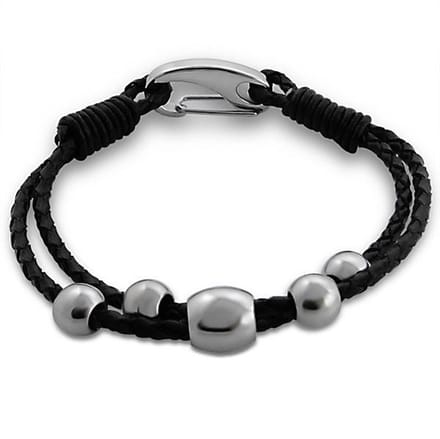 Montebello Armband Akasha - 316L Staal - Leer - Bedels - 20cm