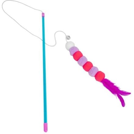 Jouet interactif pour chat avec corde rétractable et bâton amusant pour chat avec cloches et cordon élastique pour chatons violet