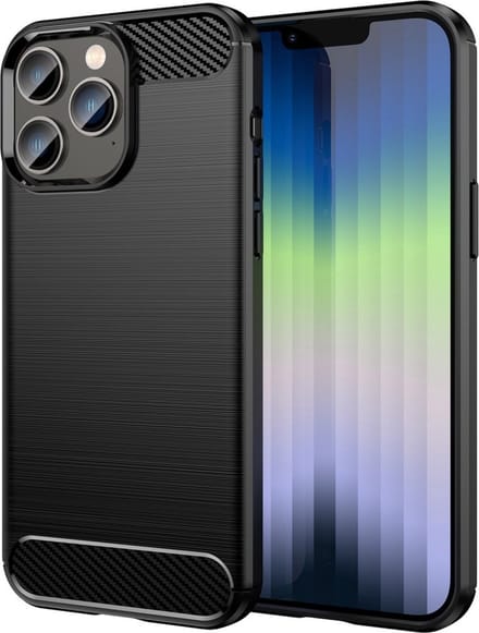 Peachy Carbon Armor TPU hoesje geschikt voor iPhone 14 Pro Max - zwart