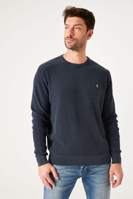 GARCIA Heren Effen Trui Blauw Lange mouw