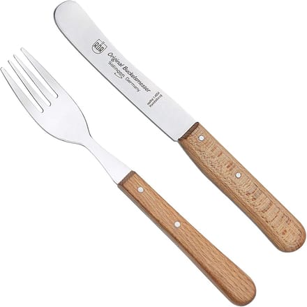 RÖR Solingen Ontbijtmes Buckels – Lemmet 11,5 cm – Set met Vork – Beukenhout – 2 delig set
