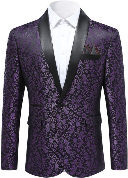 ALLTHEMEN Herren Jacquard Anzugjacke - Bloemenpatroon - S