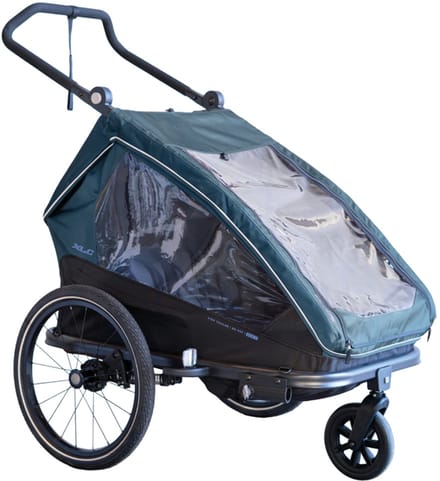 XLC Duo T Fietskar 3-in-1 – Kinderfietskar, Buggy & Jogger – 2 Kinderen – Petrol/Lilac – Incl. Buggywiel