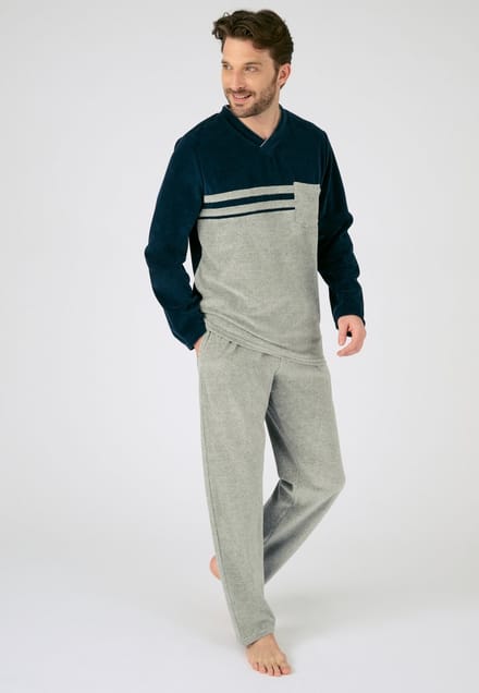Damart - Pyjama velours mix van katoen - Heren - Grijs - M