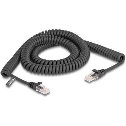 Delock 87994 RJ45 Netwerkkabel, patchkabel CAT 5e 3.00 m Zwart Spiraalkabel 1 stuk(s)