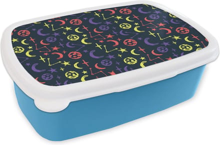 Broodtrommel Blauw - Lunchbox - Brooddoos - Sterren - Planeten - Design - 18x12x6 cm - Kinderen - Jongen