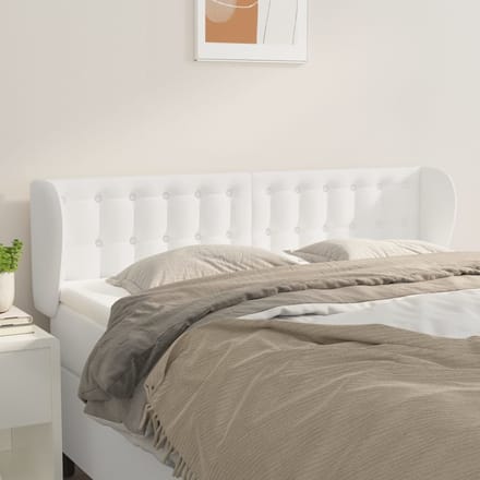vidaXL - Hoofdbord - met - randen - 147x23x78/88 - cm - kunstleer - wit