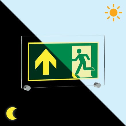 Extra lichtgevend nooduitgang bord pijl boven - acryl