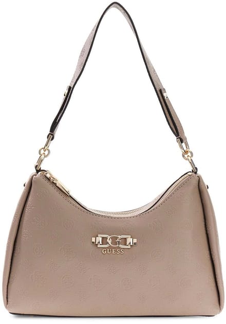 GUESS schoudertas Anise Double Zip Shoulder Bag Dark Taupe Logo