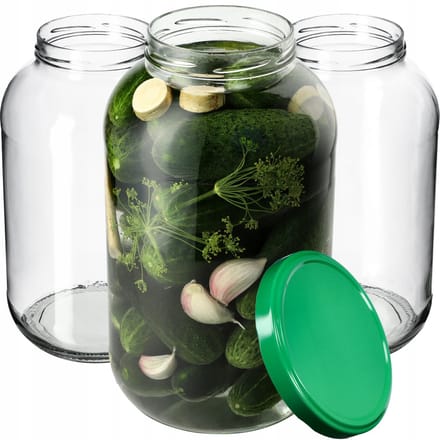 KADAX glazen container Brest 4L 100mm + groene deksel 8st