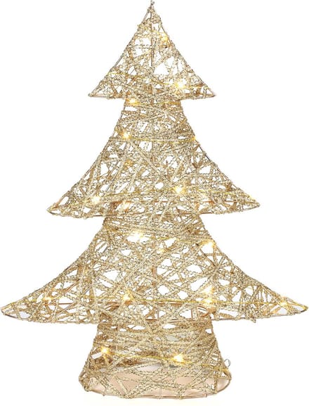 Countryfield decoratie kerstboom - goud - met verlichting - 48 cm