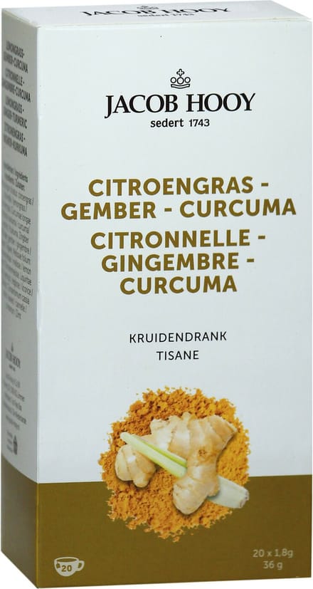 Jacob Hooy Kruidendrank Citroengras Gember Curcuma 20 stuks