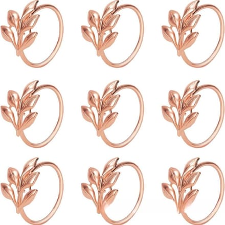 Rond de serviette Feuille d'arbre dorée, Boucle de serviette Hôtel Mariage Feuille de saule Occidental 1PCS rose or