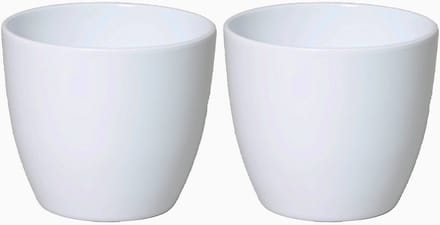 Floran Bloempot/plantenpot Boule - 2x - wit - keramiek - 10 x 12 cm