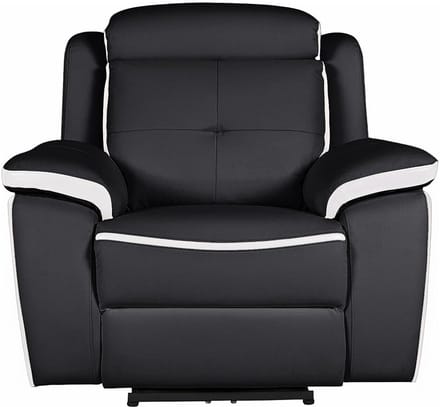 Vente-unique Elektrische relaxfauteuil van leer ANGELIQUE - Zwart/ wit